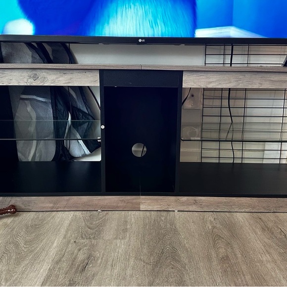 Modern Black and Wood TV Stand up to 65 in